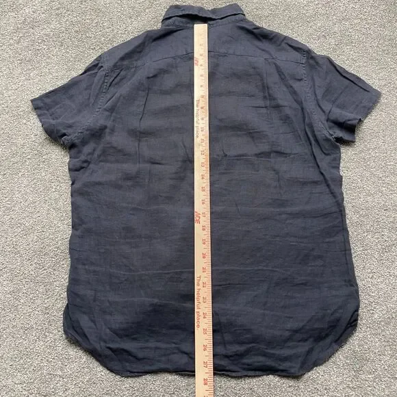 J.CREW Shirt Adult Medium Blue Slim Fit Plaid Linen Blend Short Sleeve Mens - Picture 5 of 9